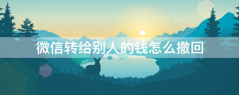 微信转给别人的钱怎么撤回