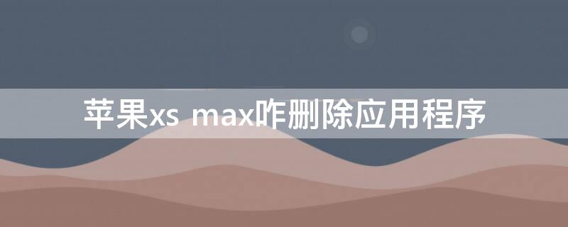 iPhonexs max咋删除应用程序