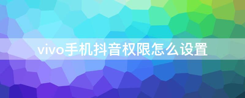 vivo手机抖音权限怎么设置