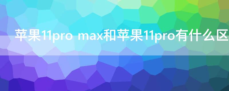 iPhone11pro max和iPhone11pro有什么区别