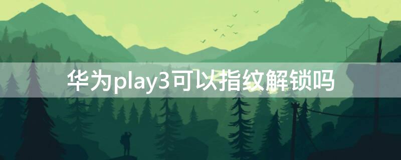 华为play3可以指纹解锁吗