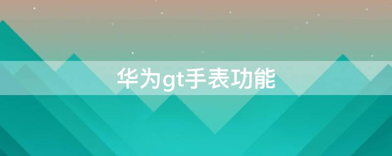 华为gt手表功能