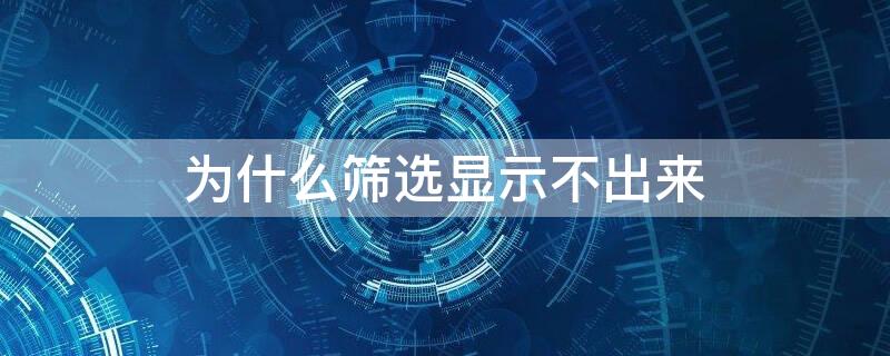 为什么筛选显示不出来