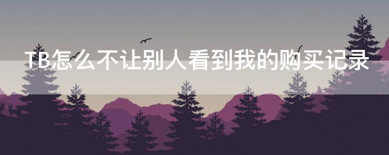 TB怎么不让别人看到我的购买记录
