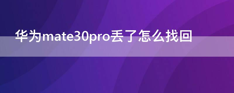 华为mate30pro丢了怎么找回