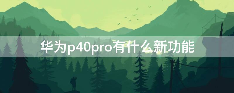 华为P40有什么新功能