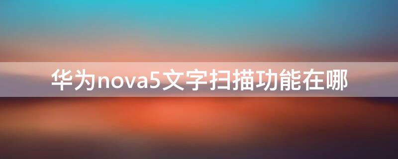 华为nova5文字扫描功能在哪