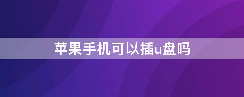 iPhone手机可以插u盘吗