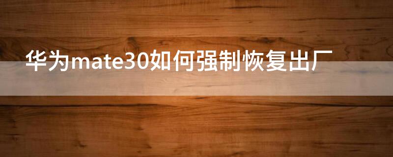 华为mate30如何强制恢复出厂