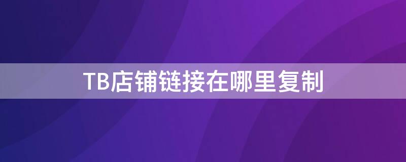 TB店铺链接在哪里复制
