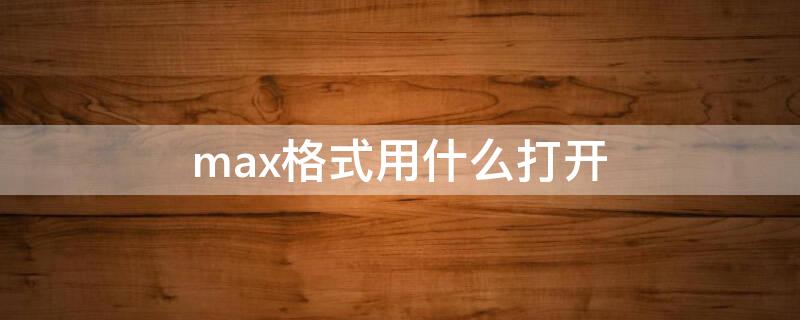 max格式用什么打开