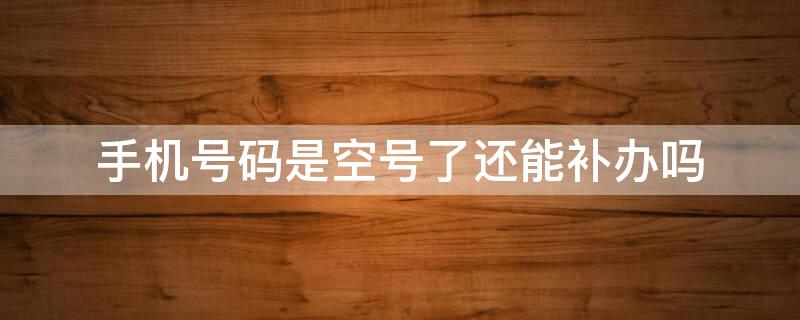 手机号码是空号了还能补办吗