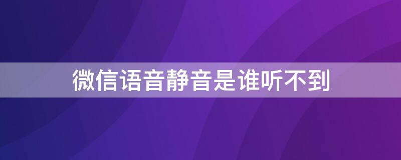 微信语音静音是谁听不到