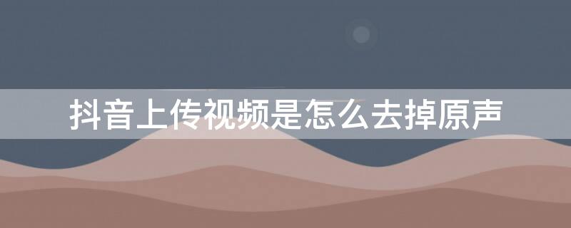 抖音上传视频是怎么去掉原声