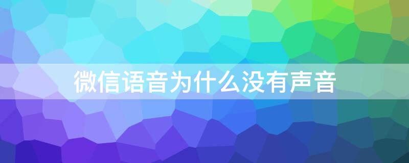 微信语音为什么没有声音