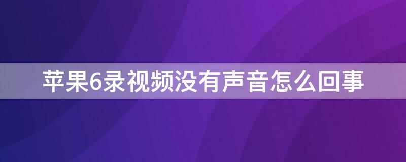 iPhone6录视频没有声音怎么回事