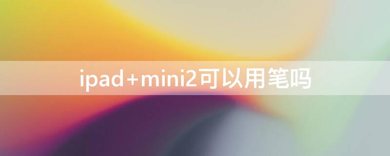 ipad mini2可以用笔吗