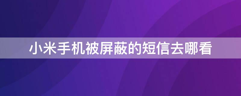 小米手机被屏蔽的短信去哪看