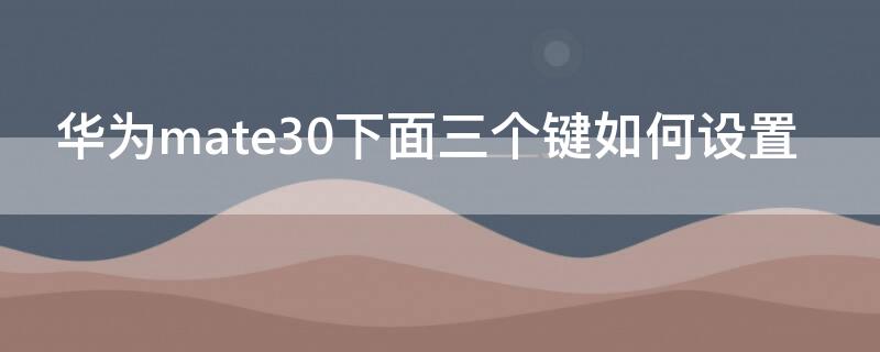 华为mate30下面三个键如何设置