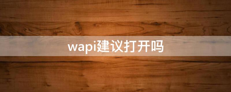 wapi建议打开吗