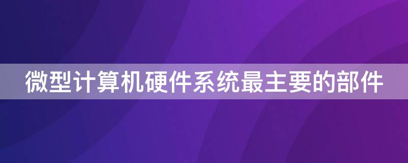 微型计算机硬件系统最主要的部件