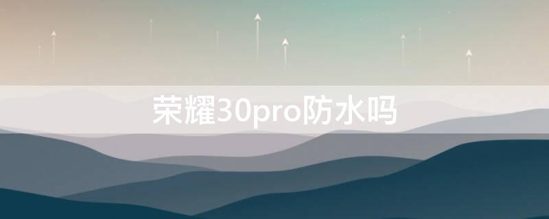 荣耀30pro防水吗