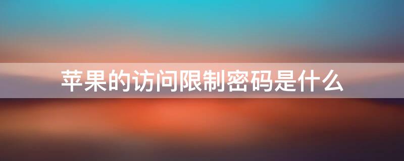 iPhone的访问限制密码是什么