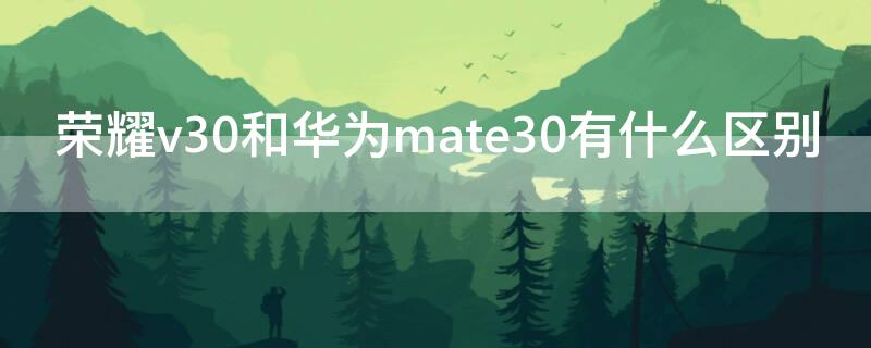 荣耀v30和华为mate30有什么区别