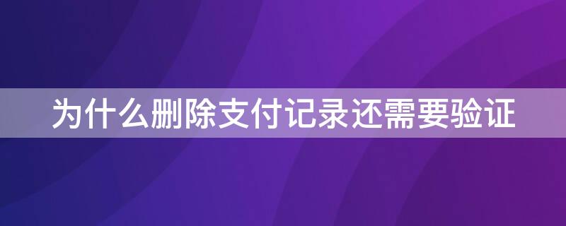 为什么删除支付记录还需要验证