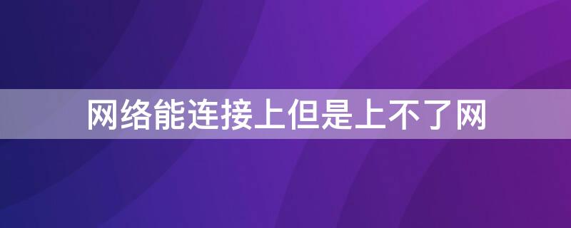 网络能连接上但是上不了网