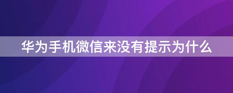 华为手机微信来没有提示为什么