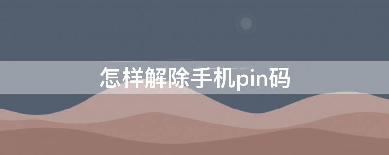 怎样解除手机pin码