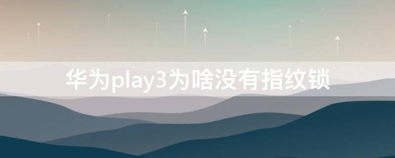 华为play3为啥没有指纹锁