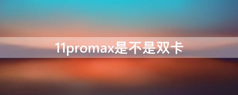 11promax是不是双卡