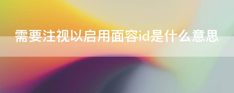 需要注视以启用面容id是什么意思