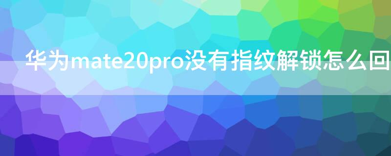 华为mate20pro没有指纹解锁怎么回事