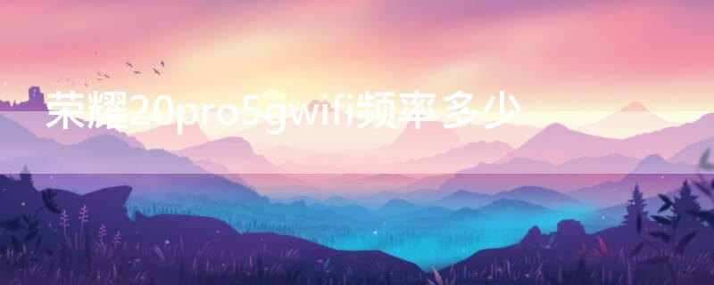 荣耀20pro5gwifi频率多少