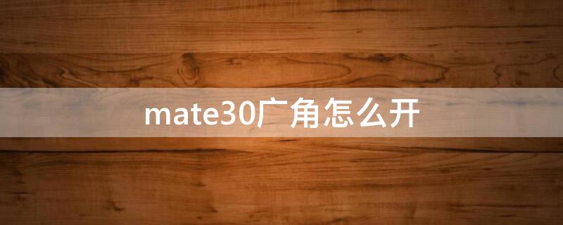 mate30广角怎么开