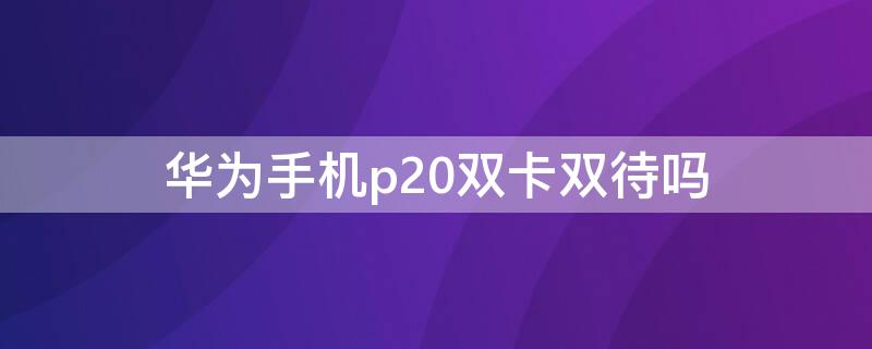 华为手机p20双卡双待吗