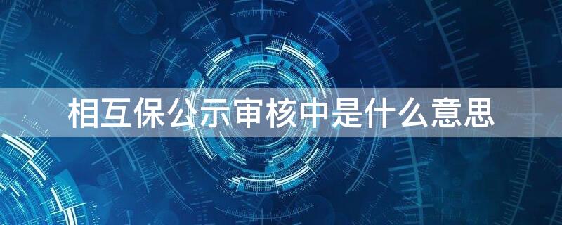 相互保公示审核中是什么意思