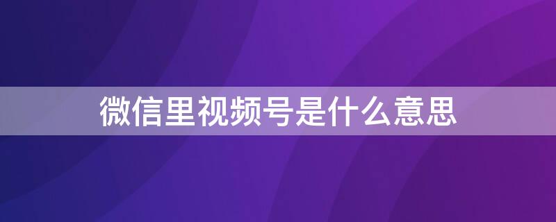 微信里视频号是什么意思