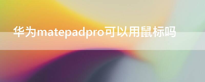 华为matepadpro可以用鼠标吗 华为matepadpro可以使用鼠标吗