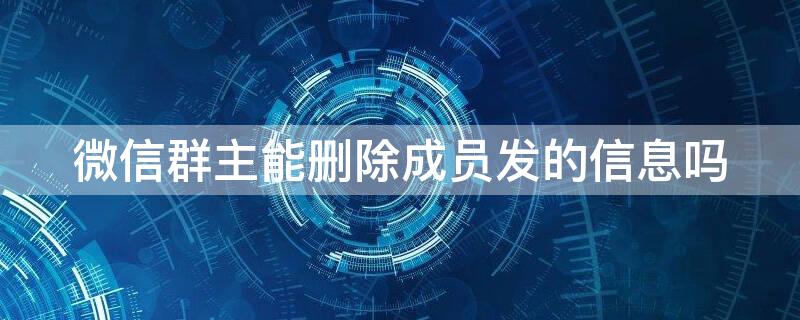 微信群主能删除成员发的信息吗 微信群主可以删除群成员发的信息吗