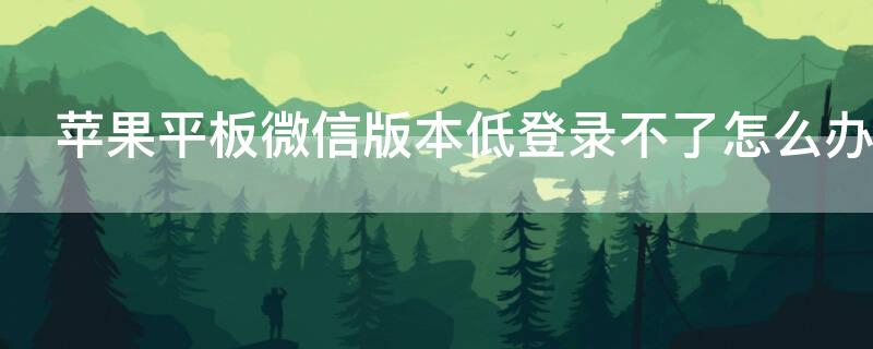 iPhone平板微信版本低登录不了怎么办 iPad微信版本低登录不了怎么办