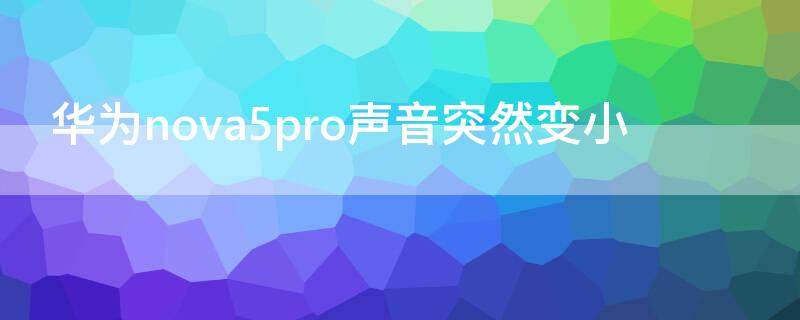 华为nova5pro声音突然变小（华为nova5 pro声音突然变得很小）