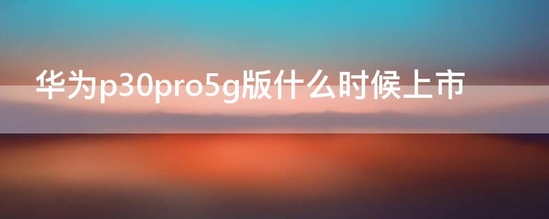 华为p30pro5g版什么时候上市