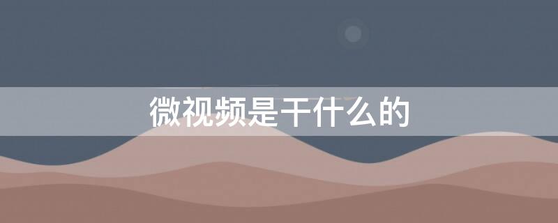 微视频是干什么的