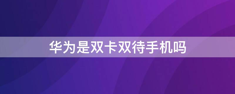 华为是双卡双待手机吗（华为哪个手机是双卡双待）