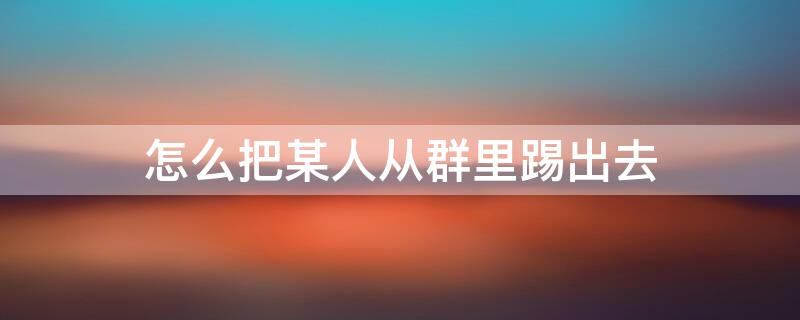 怎么把某人从群里踢出去 怎么把群里的某个人踢出去