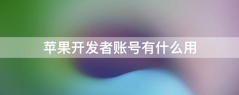 iPhone开发者账号有什么用（iphone开发者账号有什么用处）